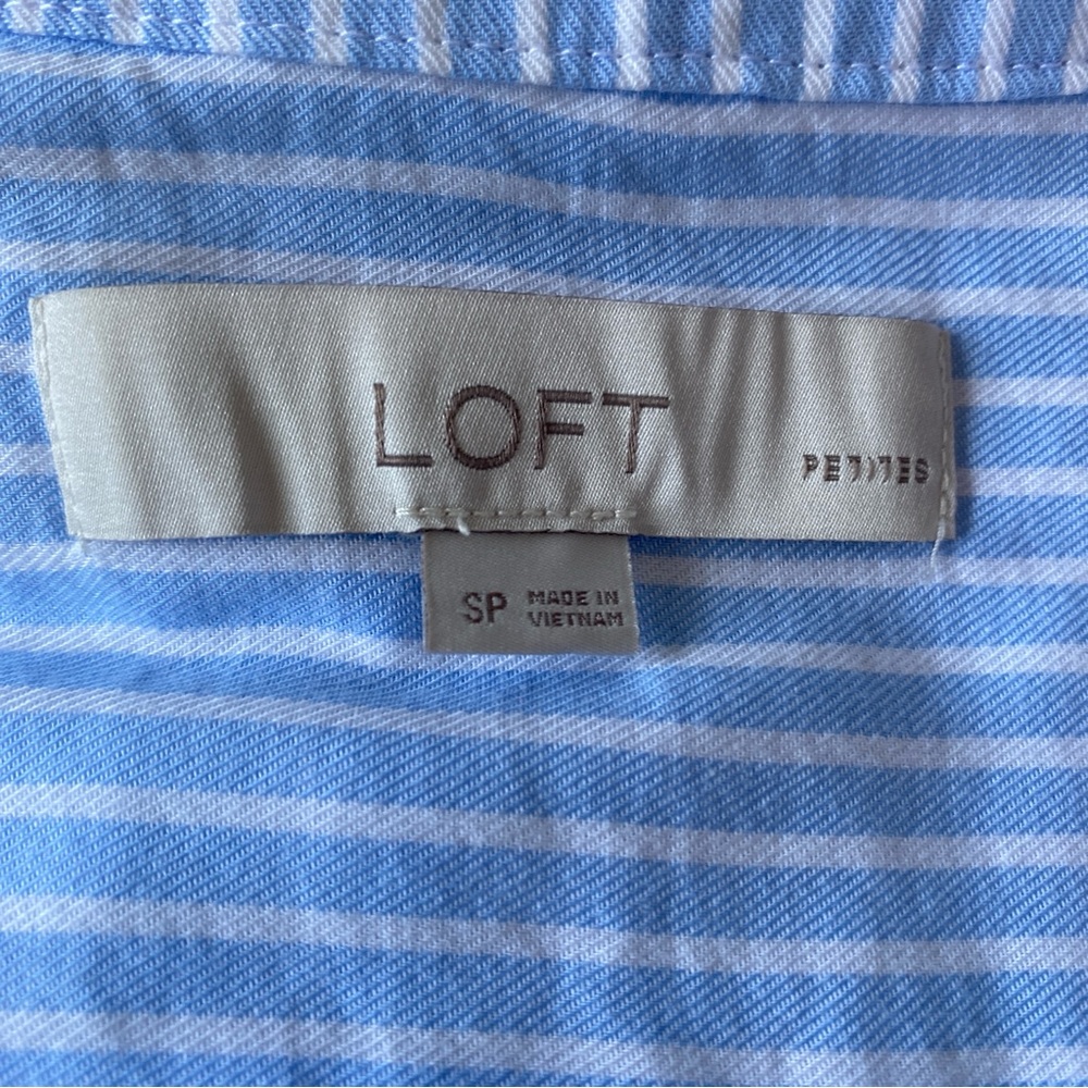 LOFT blue & white striped henley shift dress NWOT Sz. PS [c] - Picture 9 of 10